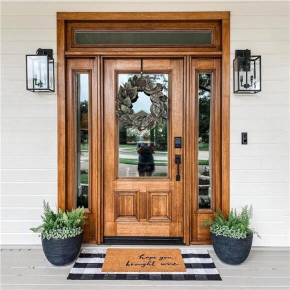 Cotton Buffalo Plaid Rug 27.5"x43" Black and White Checked Rug Washable Doormats - Picture 3 of 8